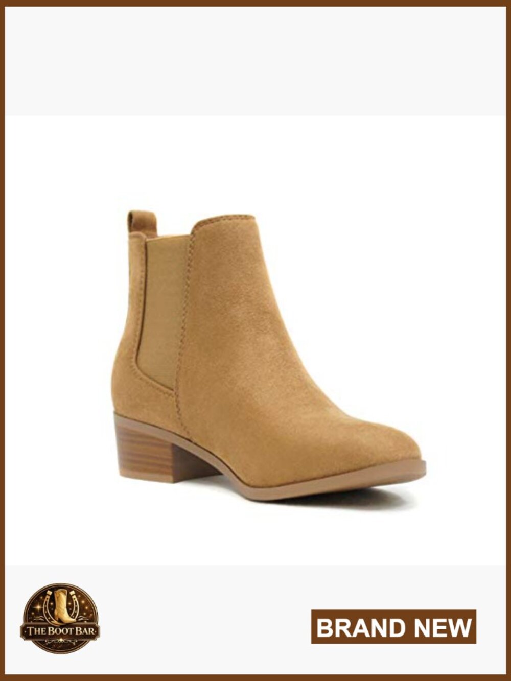 WOMEN LOW BLOCK HEEL CHELSEA ANKLE BOOTIES W/ELASTIC GORE - Picture 2 of 5